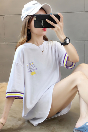 F017MD03 소매 라인 티셔츠(2색상)