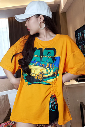 F517MD18 트임 스트링 티셔츠(2색상)